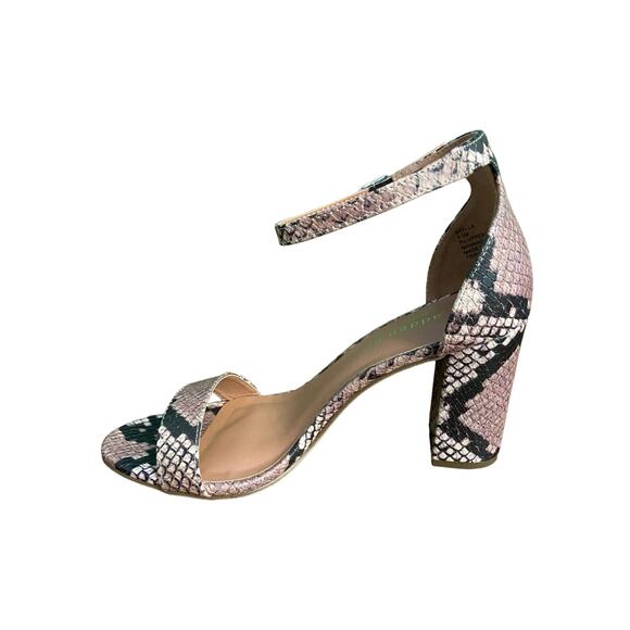 NEW Madden Girl Women's Beella Block Heel Strap Sandals Blue Snakeskin Size 6.5 - Picture 4 of 5